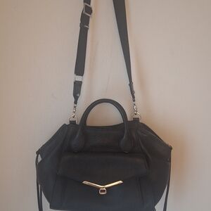Botkier Black Leather Satchel with Detachable Strap